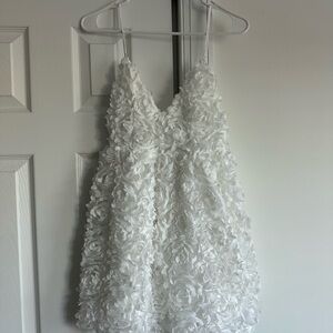 White Floral Textured Dress